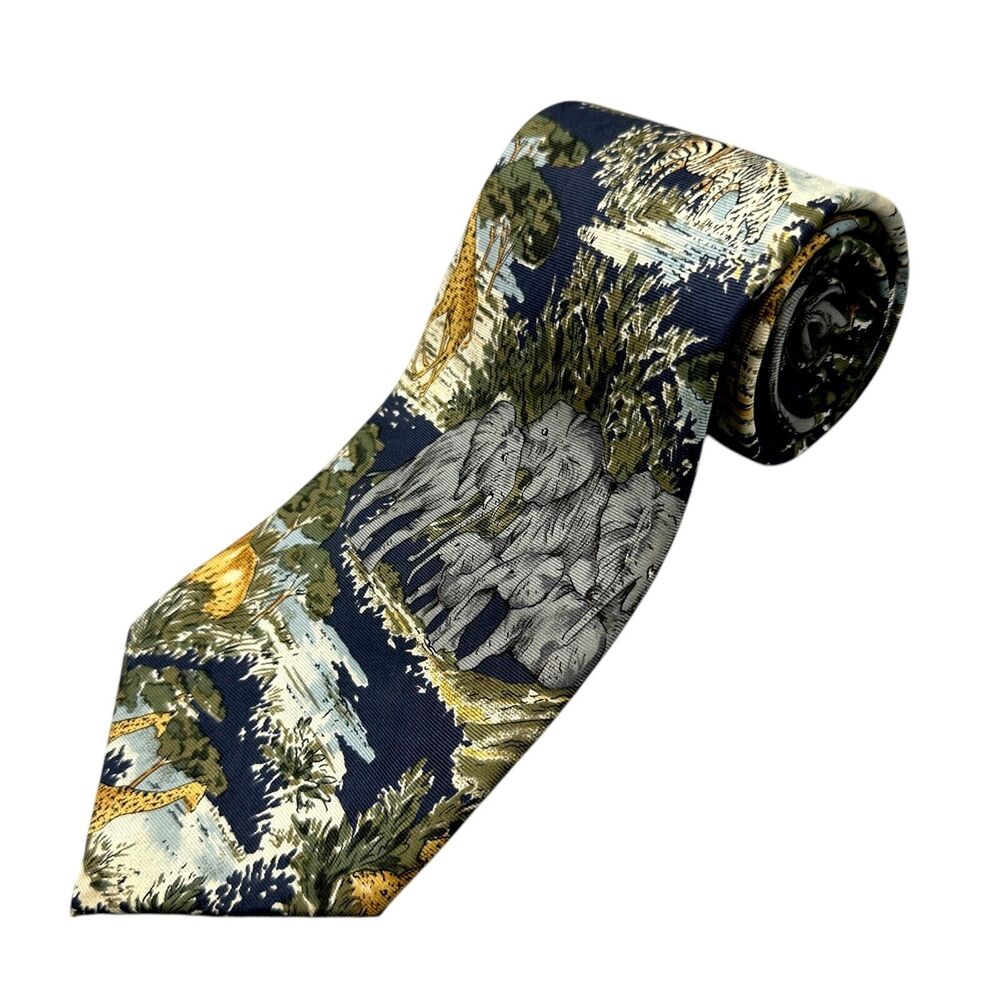 Van Heusen 417 Safari Animal Necktie Mens One Size Silk Multicolor 58 x 4 in